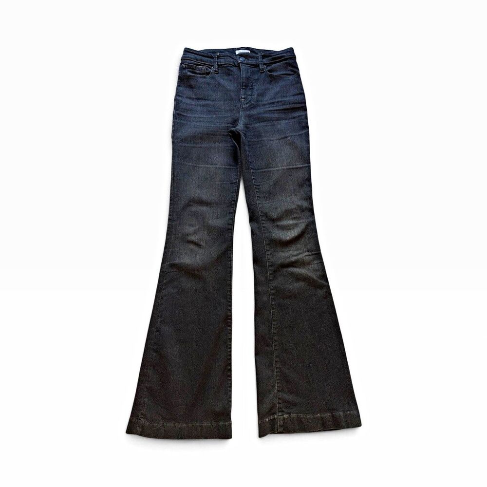 Good American Flare Jeans Women’s 6 High Rise Dark Wash Black Denim